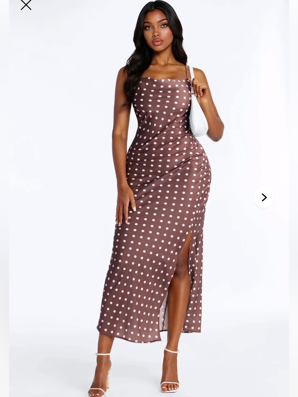 Fashion Nova Brown Polka Dot Slip Dress